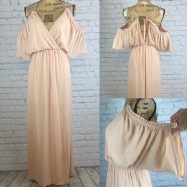 Gianna Bini Peach Cold Shoulder Open Back Maxi