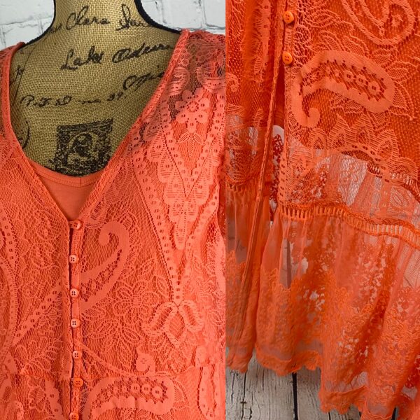 Torrid Coral Lace Button Down Front Slip Dress Maxi - Image 3