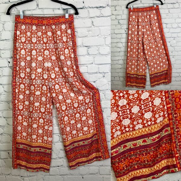 Anthropologie Bohemian Print Flowy Wide Leg Lounge Pants