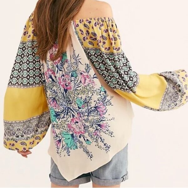 Free People Positano Floral Lightweight Boho Balloon Sleeve Top - Image 2