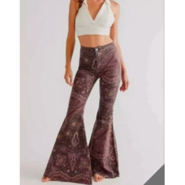 We The Free Float On Boho Print Bell Bottom Pants