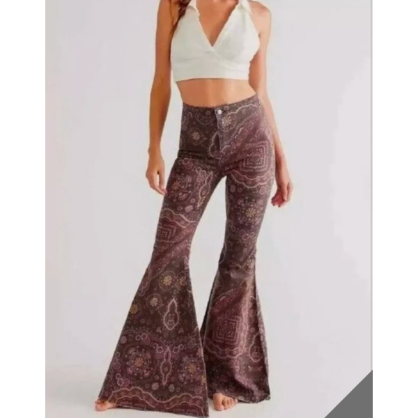 We The Free Float On Boho Print Bell Bottom Pants - Image 2