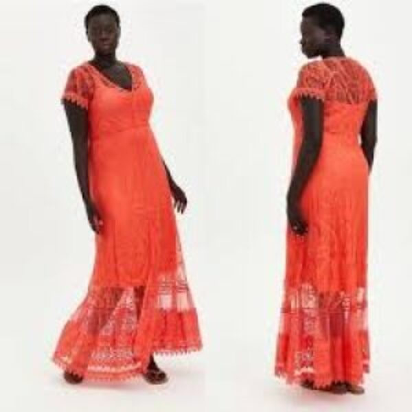 Torrid Coral Lace Button Down Front Slip Dress Maxi