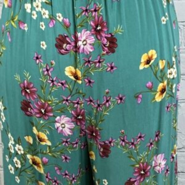 Xhilaration Green Floral On/Off Shoulder Wide Leg Jumpsuit