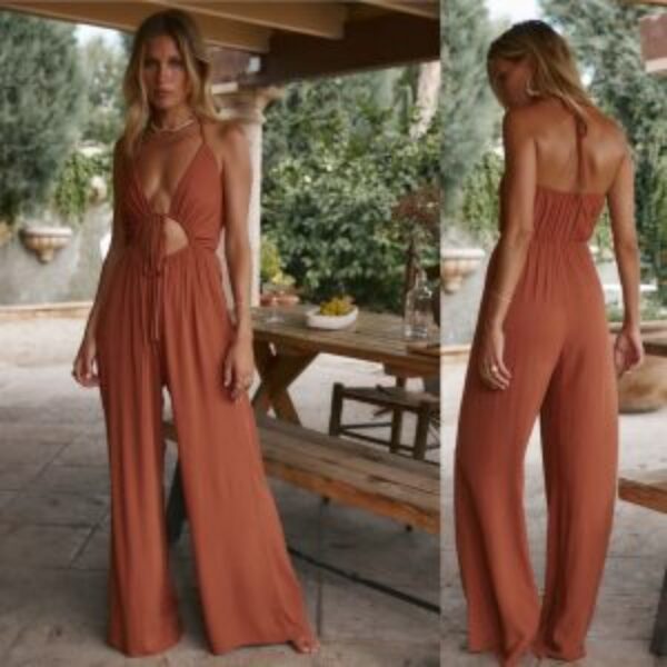 Augustine 12th Tribe Rust Halter Jumpsuit