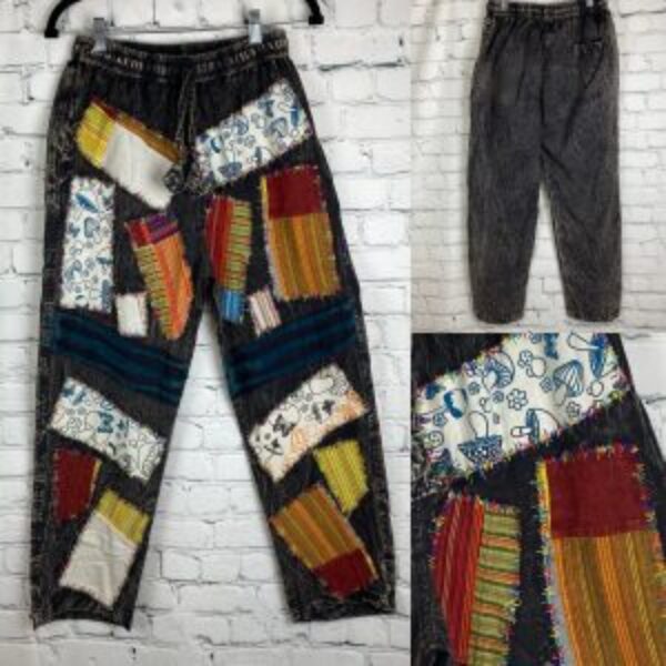 Distressed Patchwork/razor cut Hippie Pants
