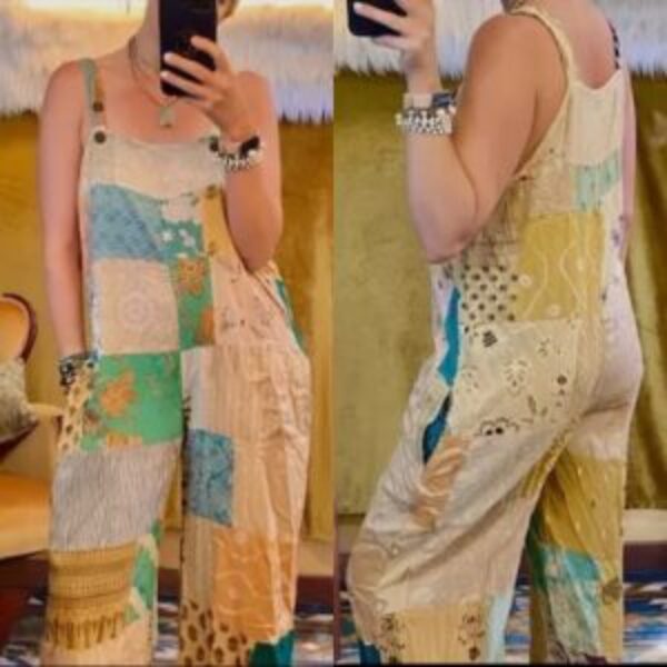 Blue Sky Sand Patchwork Overalls