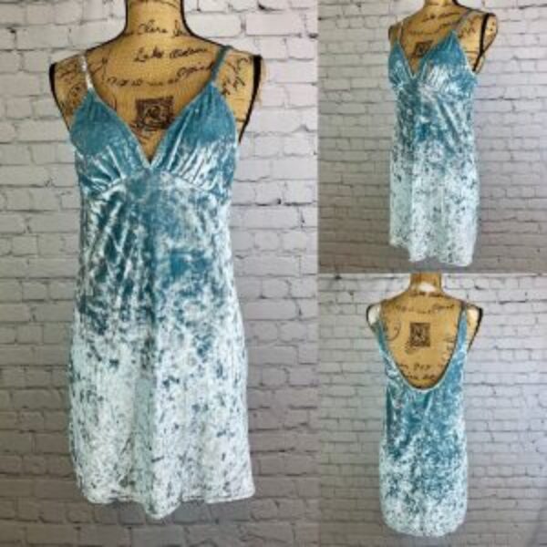Forever 21 Teal Crush Velvet Cami Low Back Mini Dress