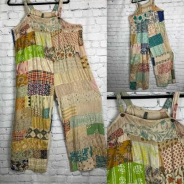 Blue Sky Sand Patchwork Overalls