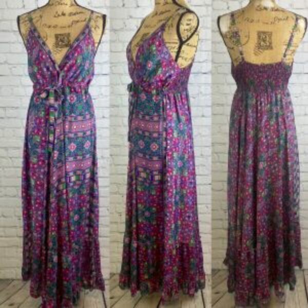 ME 2 MAGIC Boho Print Cami Front Tie Maxi