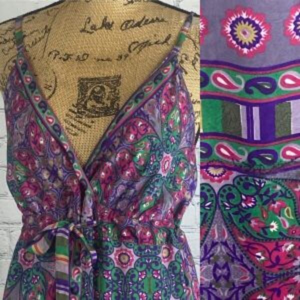 ME 2 MAGIC Boho Print Cami Front Tie Maxi