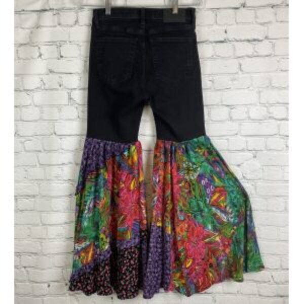 Upcycled Lucky Brand Black Button Up Bell Bottom Jeans