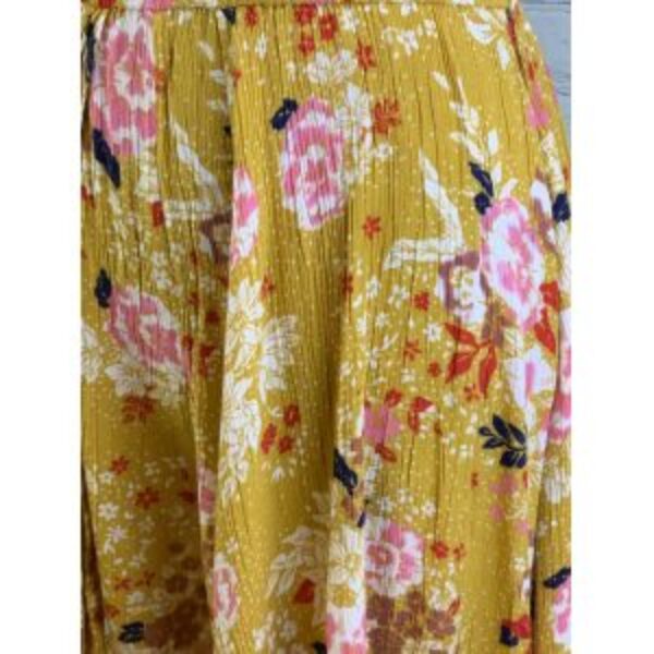 Altar’d State Crinkly Yellow Floral Off Shoulder High Lo Maxi Romper