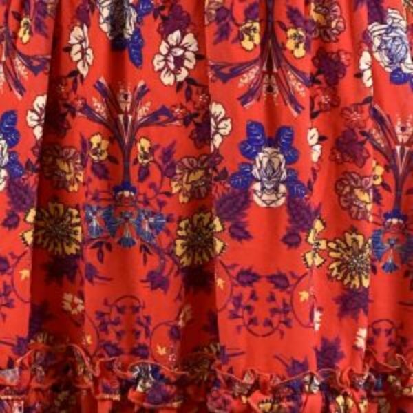 Flying Tomato Red Floral Open Back Ruffled Mini Dress