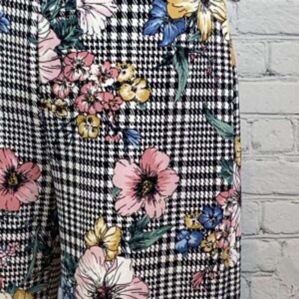 Love Culture Floral/check V Neckline Cross Straps Jumpsuit