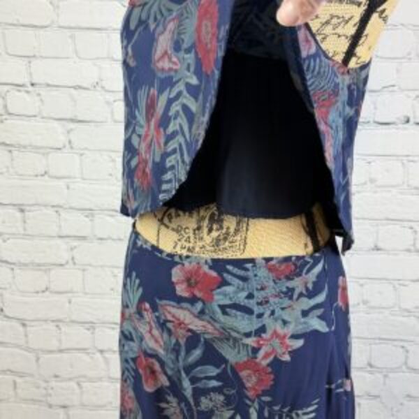 Hommage Blue floral Crop Top & Palazzo Pant Set